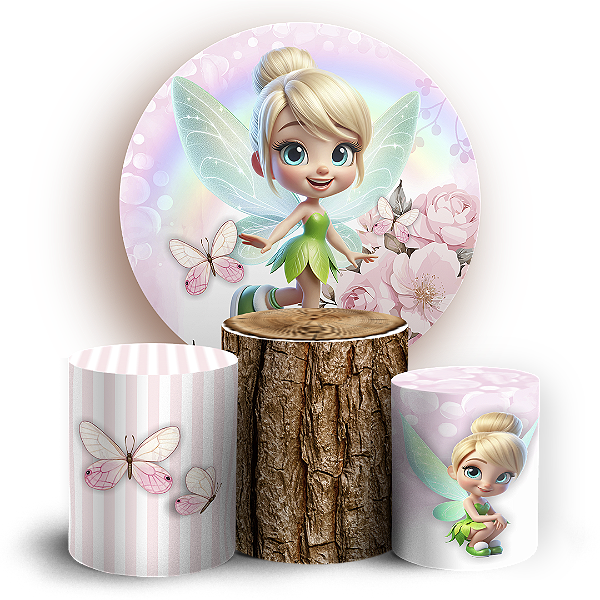 Capas Painel Redondo e Trio Cilindro Sublimado - Sininho Tinkerbell