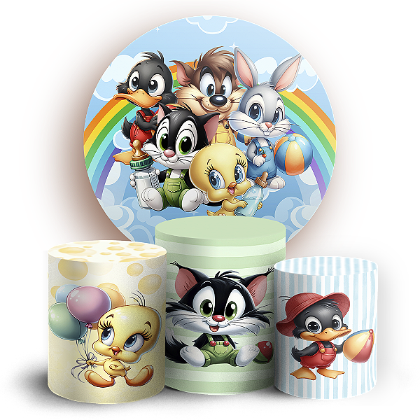 Capas Painel Redondo e Trio Cilindro Sublimado - Looney Tunes