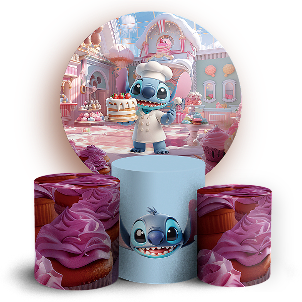 KIT Redondo e Trio - Stitch Confeiteiro - Sublimado 3D