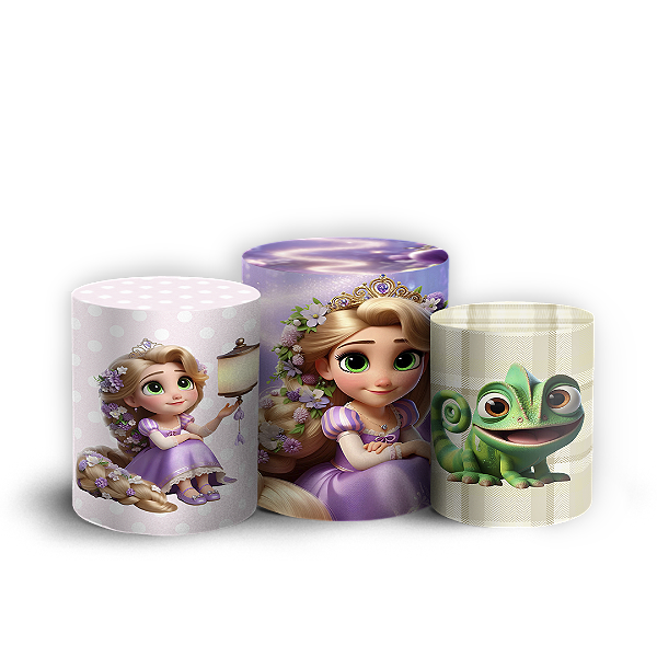 Capas Trio Cilindro Sublimado Vest Facil - Rapunzel
