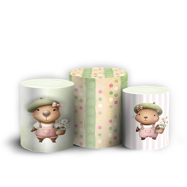 Capas Trio Cilindro Sublimado Vest Facil - Capivara