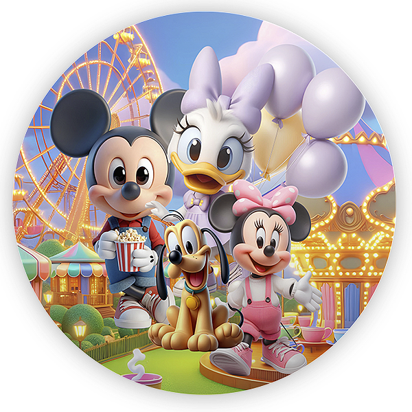 Painel Redondo - Turma Do Mickey E Minnie - Sublimado 3D