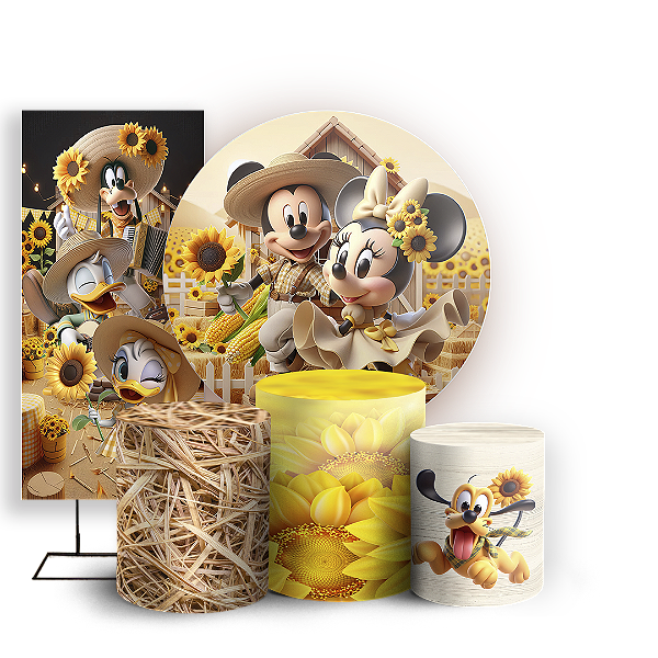 KIT Redondo Trio e Faixa - Minnie - Sublimado 3D