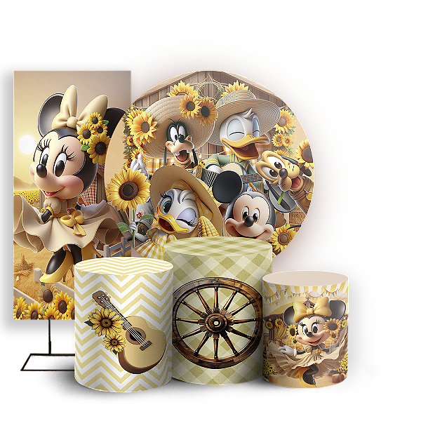 KIT Redondo Trio e Faixa - Minnie - Sublimado 3D