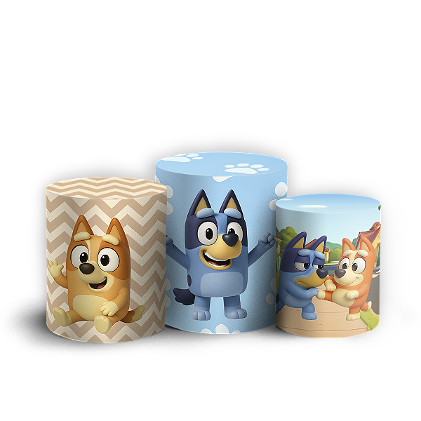 Capas Trio Cilindro Sublimado Vest Facil - Bluey