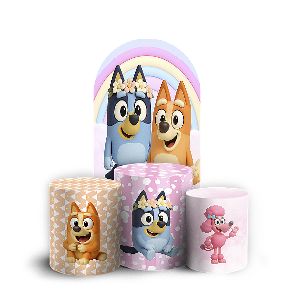 Capas Faixa Lateral e Trio Cilindro Sublimado Vest Facil - Bluey