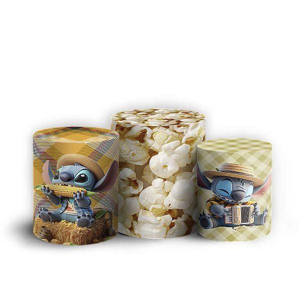 Capas Trio Cilindro Sublimado Vest Facil - Lilo Stitch Festa Junina