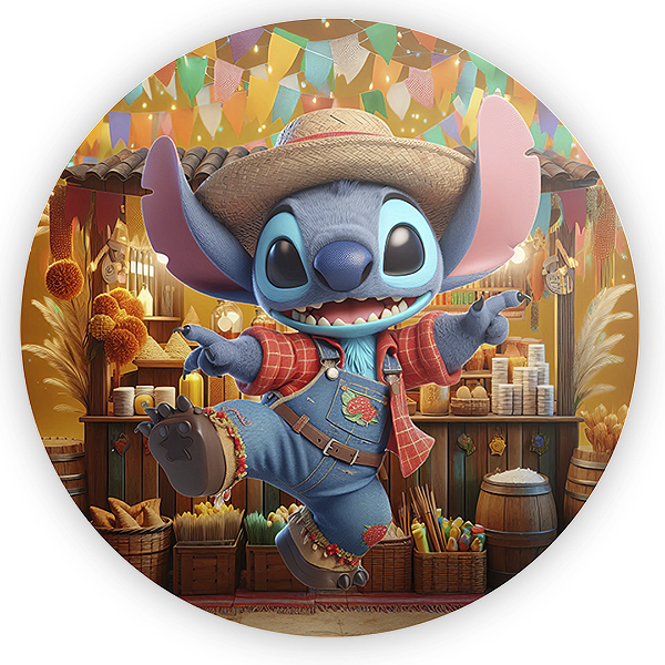 Painel Redondo - Lilo Stitch Festa Junina - Sublimado 3D