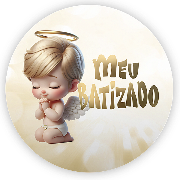 Painel Redondo - Anjos Batismo - Sublimado 3D