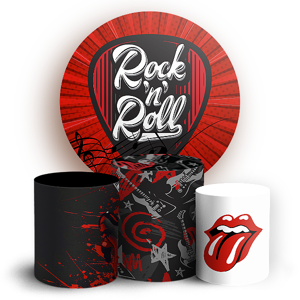 Capas Painel Redondo e Trio Cilindro Sublimado - Rock and Roll