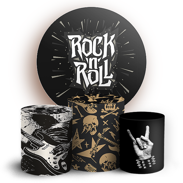 Capas Painel Redondo e Trio Cilindro Sublimado - Rock and Roll