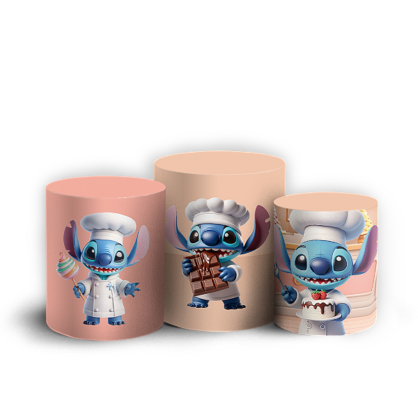 Trio Cilindro - Stitch Confeitaria - Sublimado 3D