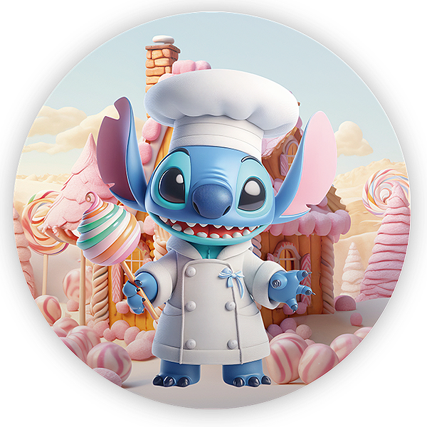 Painel Redondo - Stitch Confeitaria - Sublimado 3D