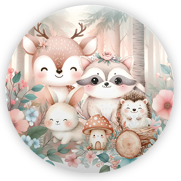 Painel Redondo - Animais Bosque Encantado - Sublimado 3D