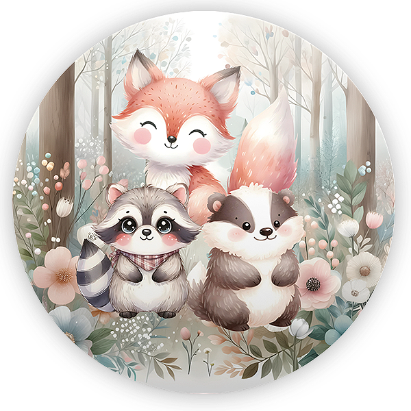 Painel Redondo - Animais Bosque Encantado - Sublimado 3D
