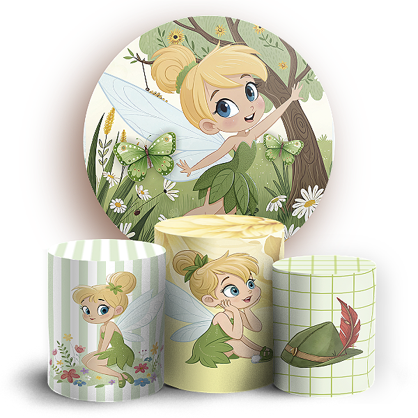KIT Redondo e Trio - Sininho Tinkerbell - Sublimado 3D