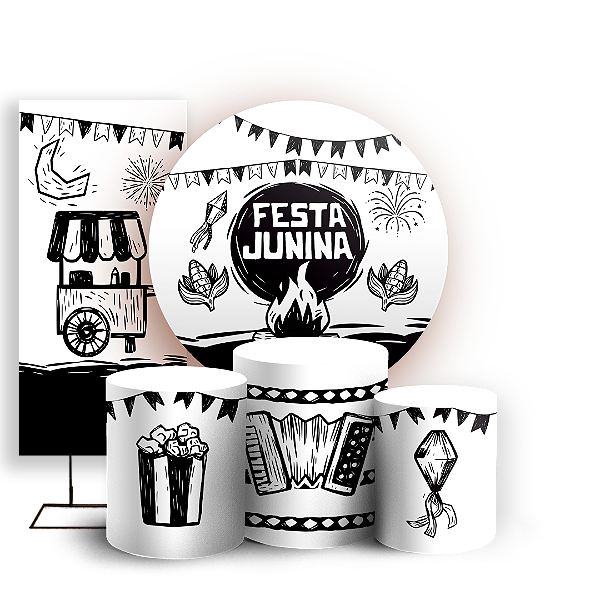 KIT Redondo Trio e Faixa - Festa Junina - Sublimado 3D