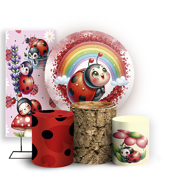 KIT Redondo Trio e Faixa - Joaninha - Sublimado 3D