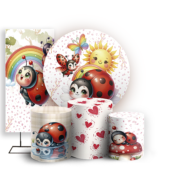 KIT Redondo Trio e Faixa - Joaninha - Sublimado 3D