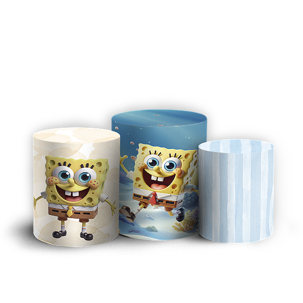 Capas Trio Cilindro Sublimado Vest Facil - Bob Esponja