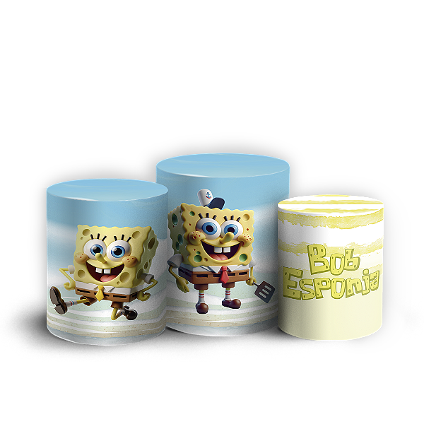 Capas Trio Cilindro Sublimado Vest Facil - Bob Esponja