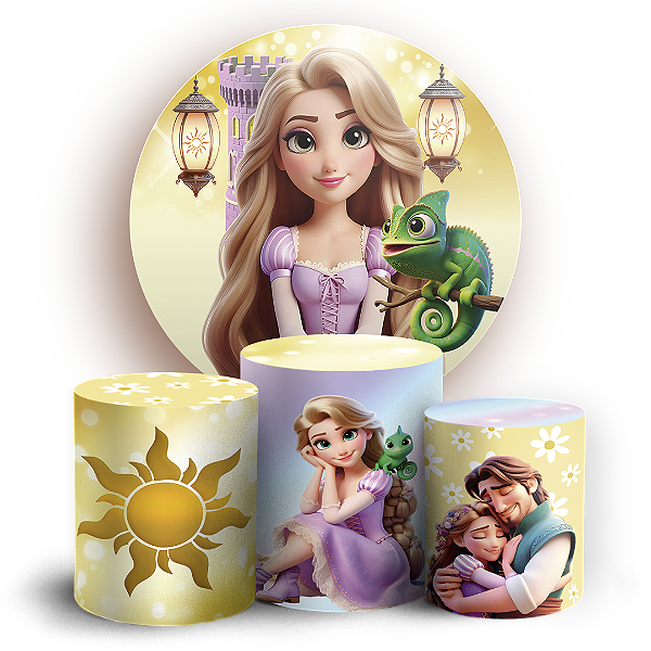 KIT Redondo e Trio - Rapunzel - Sublimado 3D