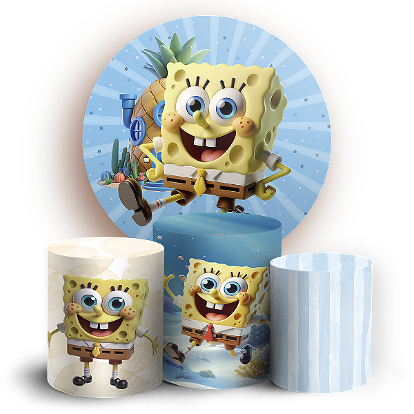 KIT Redondo e Trio - Bob Esponja - Sublimado 3D