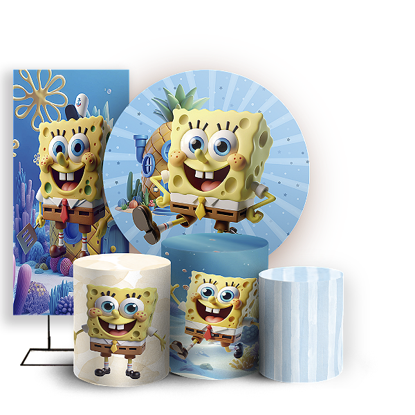 KIT Redondo Trio e Faixa - Bob Esponja - Sublimado 3D
