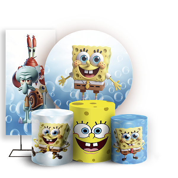 KIT Redondo Trio e Faixa - Bob Esponja - Sublimado 3D