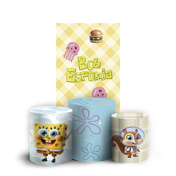 Faixa Lateral e Trio Cilindro Sublimado 3D Vest Facil - Bob Esponja