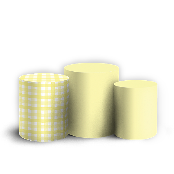 Trio Cilindro - Safari Xadrez Amarelo - Sublimado 3D - By Cris Reis