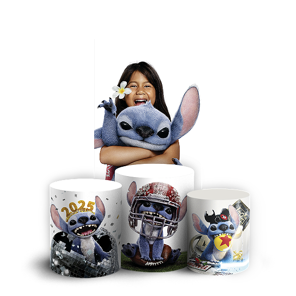 Faixa Lateral e Trio Cilindro Sublimado 3D Vest Facil - Lilo Stitch