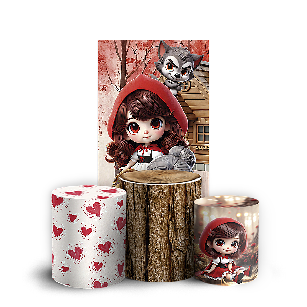 Faixa Lateral e Trio Cilindro Sublimado 3D Vest Facil - Chapeuzinho Vermelho