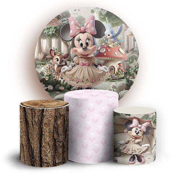 KIT Redondo e Trio - Minnie Bosque - Sublimado 3D