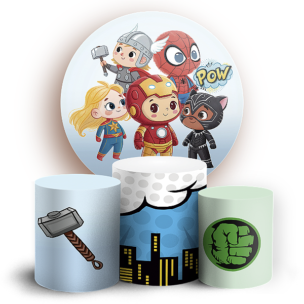 KIT Redondo e Trio - Herois Vingadores - Sublimado 3D
