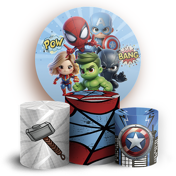KIT Redondo e Trio - Herois Vingadores - Sublimado 3D