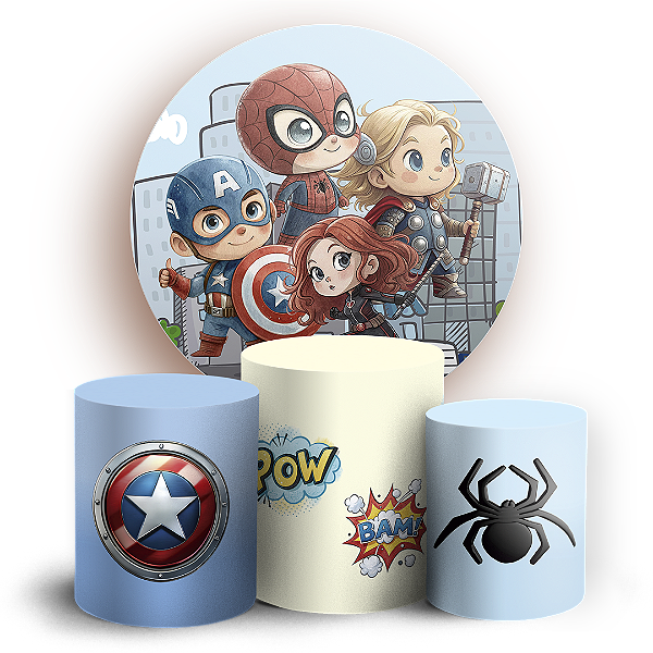 KIT Redondo e Trio - Herois Vingadores - Sublimado 3D