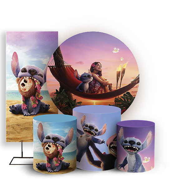 KIT Redondo Trio e Faixa - Lilo Stitch - Sublimado 3D