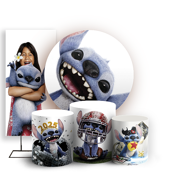 KIT Redondo Trio e Faixa - Lilo Stitch - Sublimado 3D