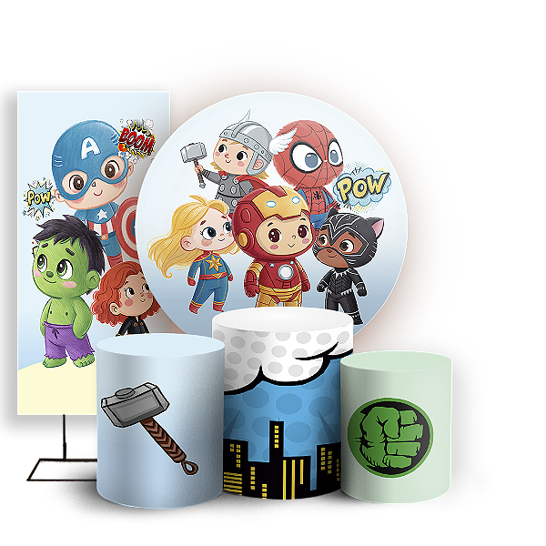 KIT Redondo Trio e Faixa - Herois Vingadores - Sublimado 3D