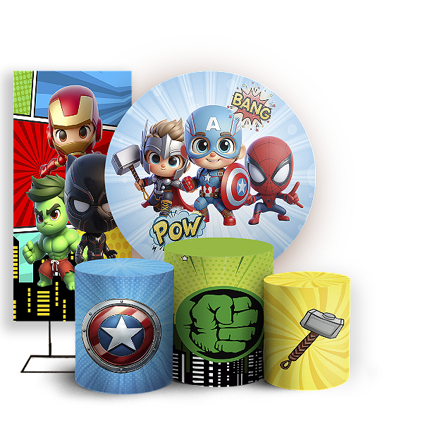 KIT Redondo Trio e Faixa - Herois Vingadores - Sublimado 3D