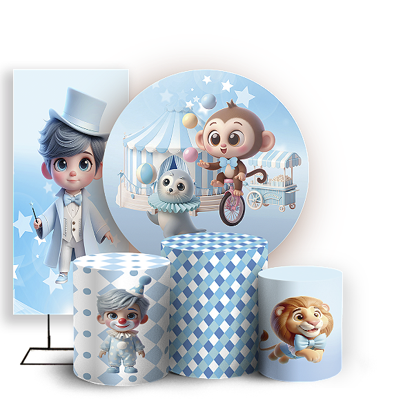 KIT Redondo Trio e Faixa - Circo - Sublimado 3D