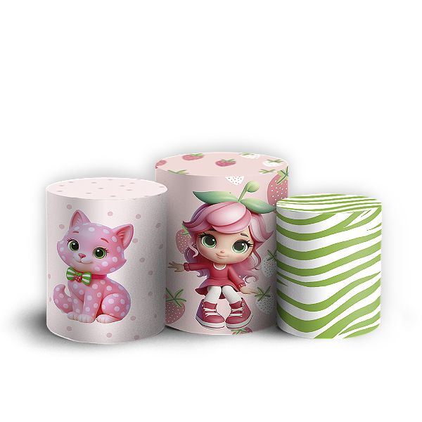 Capas Trio Cilindro Sublimado Vest Facil - Moranguinho