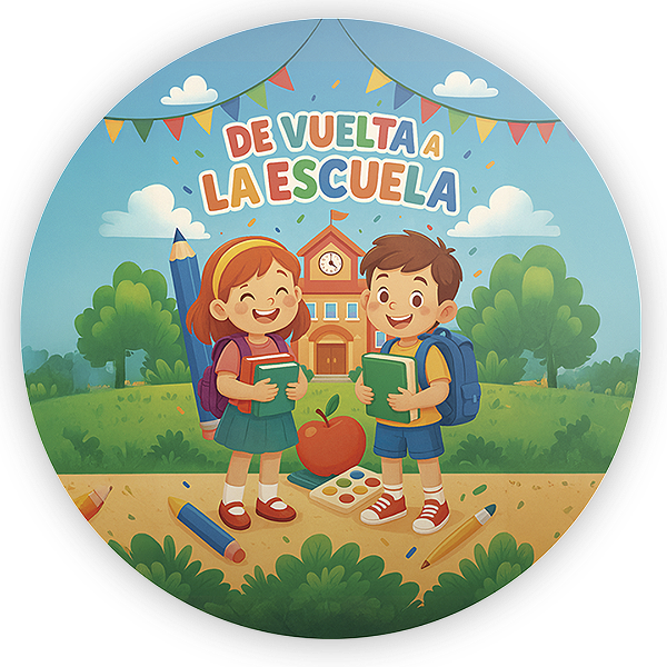 Painel Redondo - De Vuelta a la Escuela - Sublimado 3D