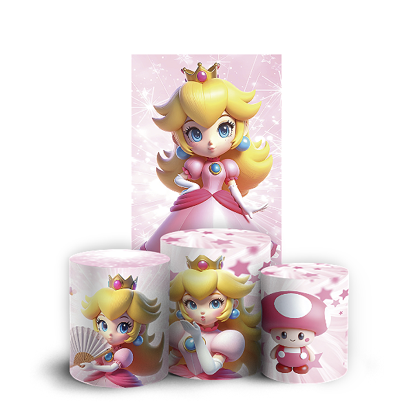 Faixa Lateral e Trio Cilindro Sublimado 3D Vest Facil - Princesa Peach Super Mario