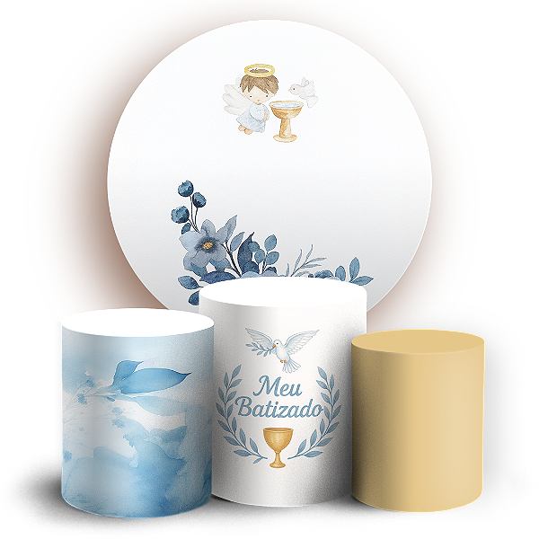 KIT Redondo e Trio - Anjo Batizado - Sublimado 3D