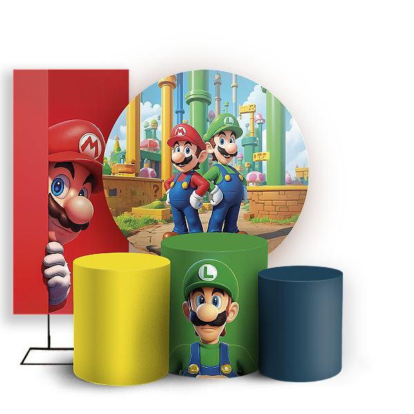 KIT Redondo Trio e Faixa - Super Mario e Luigi - Sublimado 3D