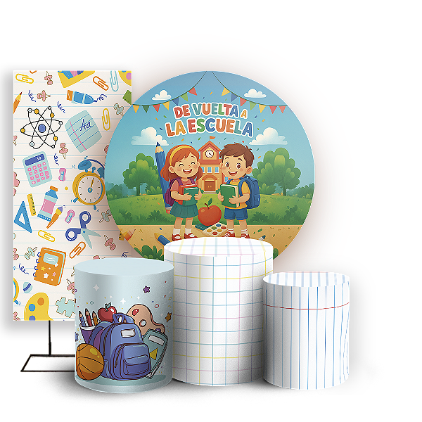 KIT Redondo Trio e Faixa - De Vuelta a la Escuela - Sublimado 3D