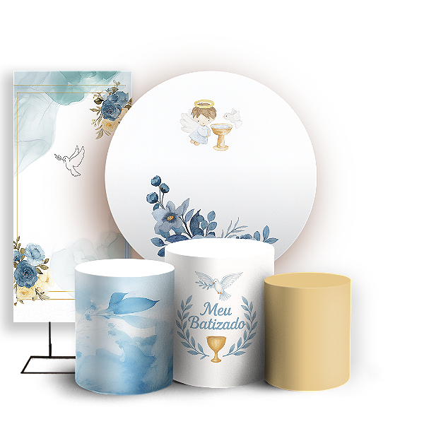 KIT Redondo Trio e Faixa - Anjo Batizado - Sublimado 3D