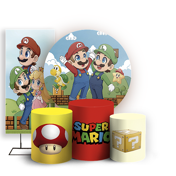 KIT Redondo Trio e Faixa - Super Mario - Sublimado 3D